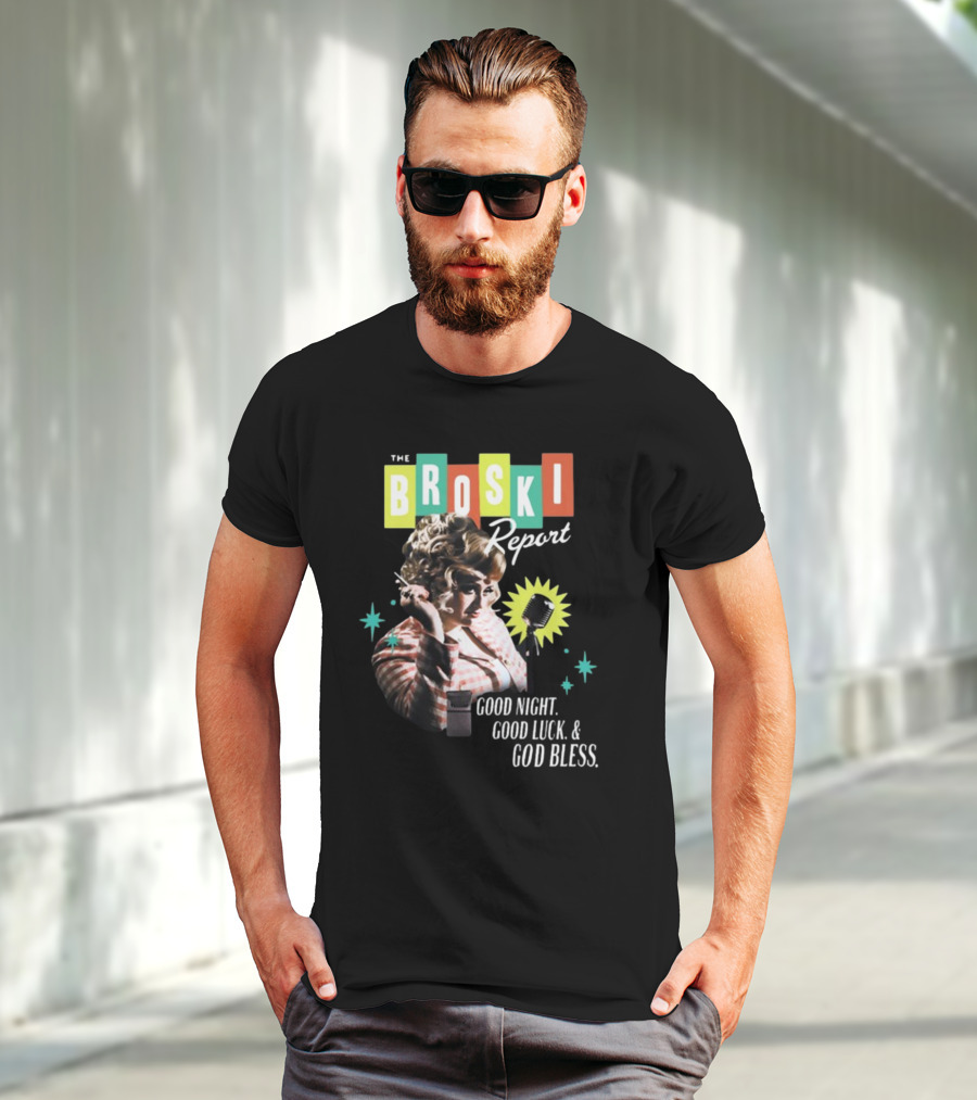 The Broski Report Good Night Good Luck God Bless Retro Style Microphone T-Shirt