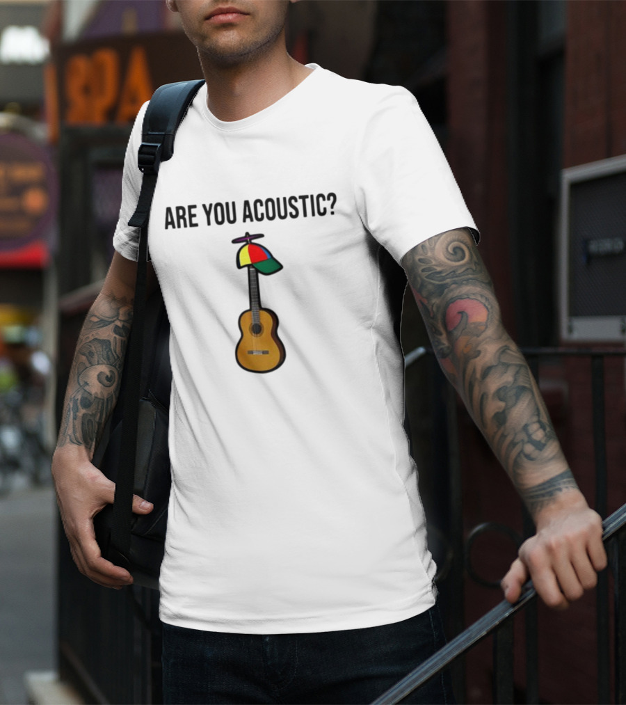 Are You Acoustic Guitar With Colorful Propeller Hat T-Shirt