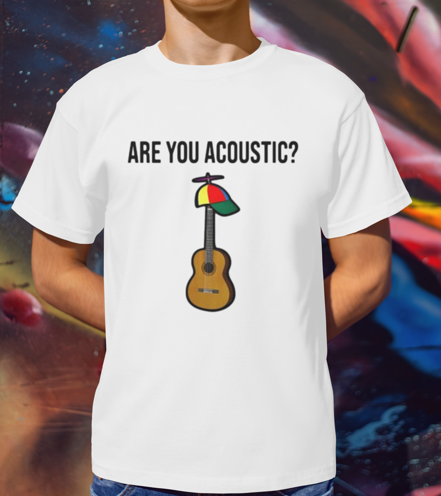 Are You Acoustic Guitar With Colorful Propeller Hat T-Shirt