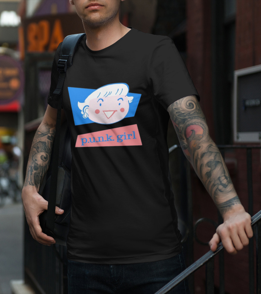 P.U.N.K. Girl Retro Cartoon Style Face T-Shirt