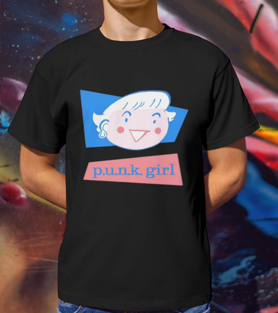 P.U.N.K. Girl Retro Cartoon Style Face T-Shirt