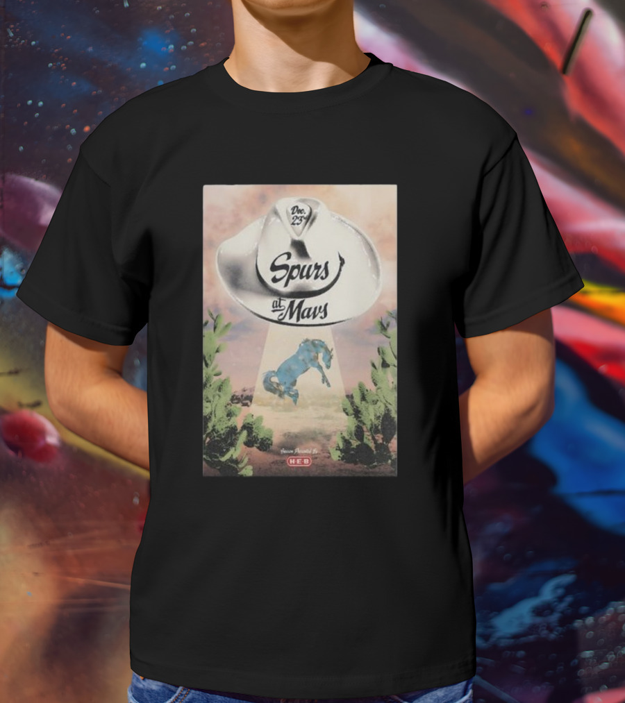 Dec 23 Spurs At Mavs Presented By H-E-B Cowboy Hat And Cactus Scene T-Shirt