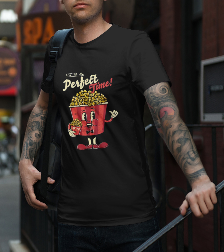 It's A Perfect Time AMC Theatres Movie Popcorn Cartoon T-Shirt