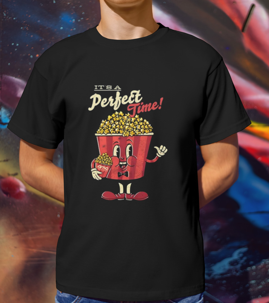 It's A Perfect Time AMC Theatres Movie Popcorn Cartoon T-Shirt
