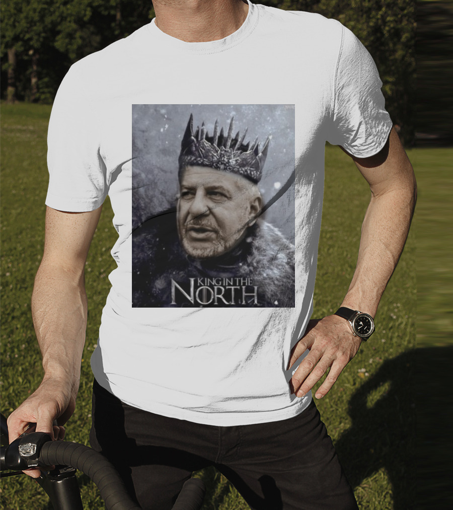 Bill Belichick King In The North Game Of Thrones Style Crown And Fur Cloak T-Shirt