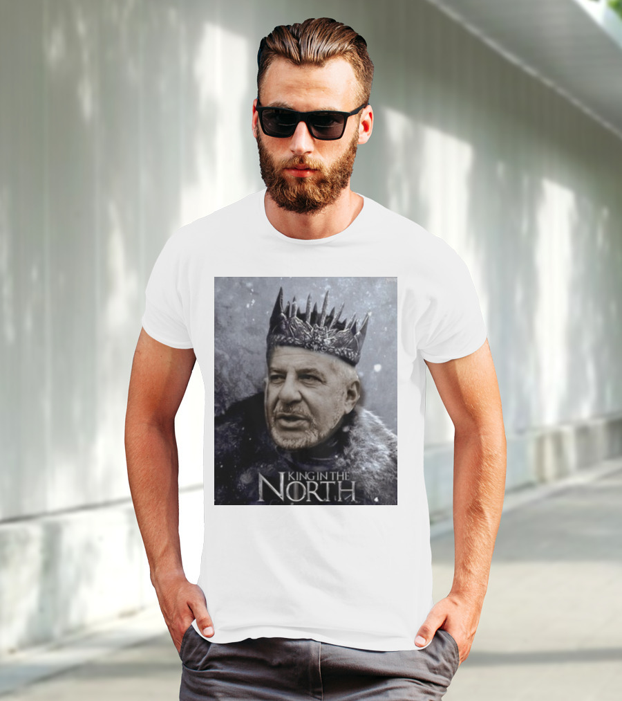 Bill Belichick King In The North Game Of Thrones Style Crown And Fur Cloak T-Shirt