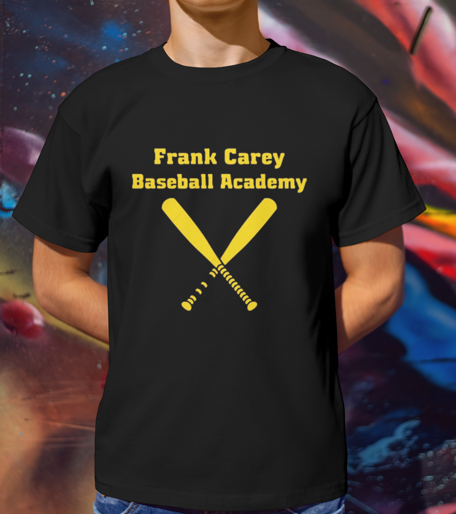 Frank Carey Baseball Academy Yellow Crossed Bats T-Shirt