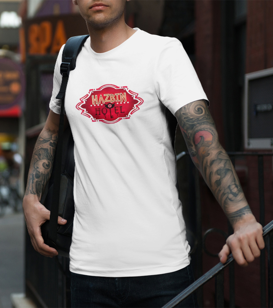 Hazbin Hotel Hazbinhotel Logo Badge With Heart And Winged Eye T-Shirt