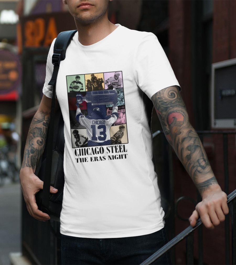 Chicago Steel The Eras Night Number 13 Hockey Collage T-Shirt