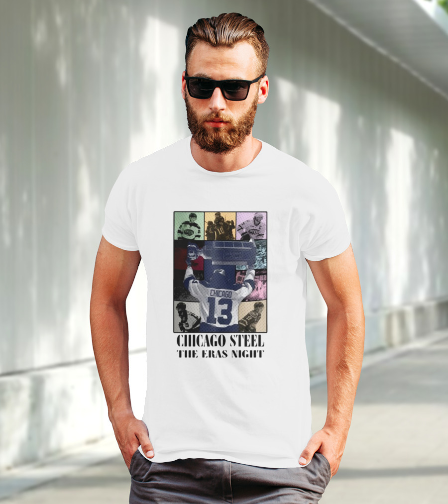 Chicago Steel The Eras Night Number 13 Hockey Collage T-Shirt