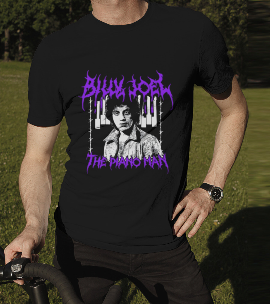 Billy Joel The Piano Man Purple Lettering Piano Keys T-Shirt