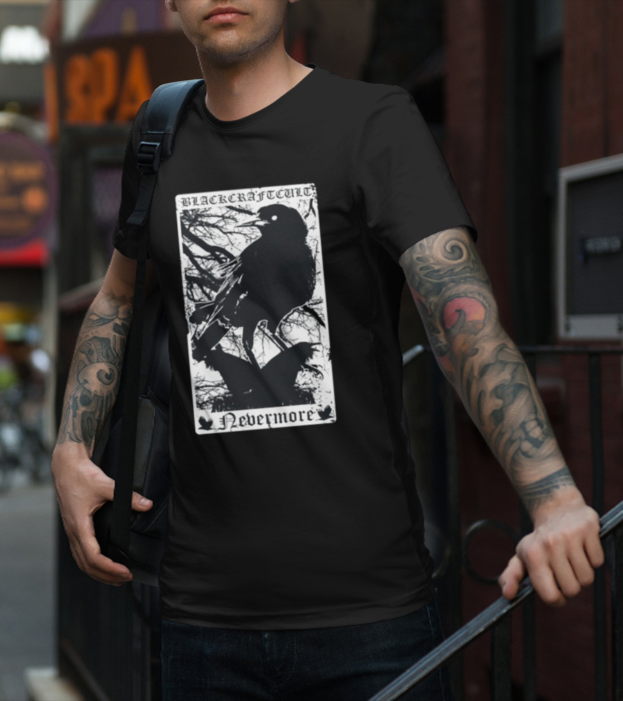 Blackcraftcult Nevermore Raven Tarot Card T-Shirt