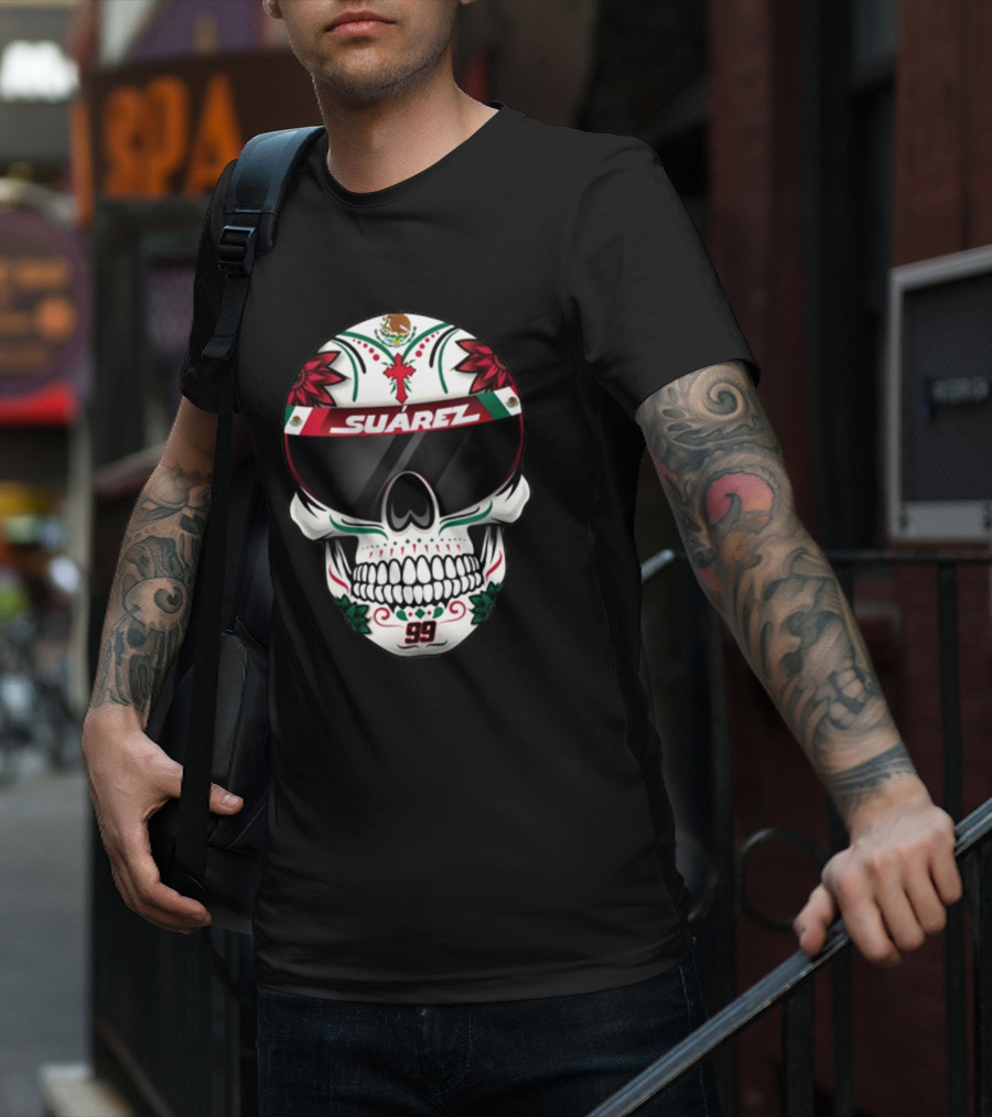 Danielsuarezracing Suárez Skull Helmet Visor 99 Mexican Flag Motif T-Shirt