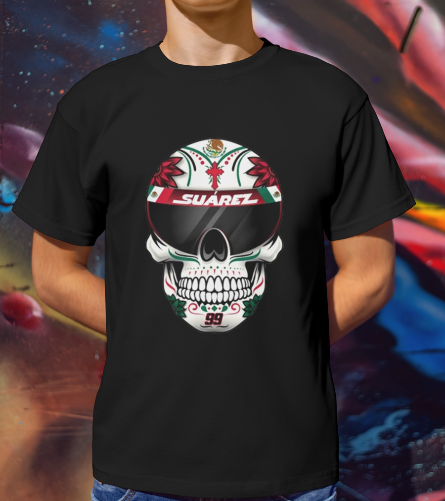 Danielsuarezracing Suárez Skull Helmet Visor 99 Mexican Flag Motif T-Shirt