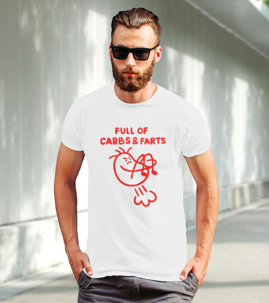 FULL OF CARBS AND FARTS Silly Cartoon Character Emitting Gas T-Shirt