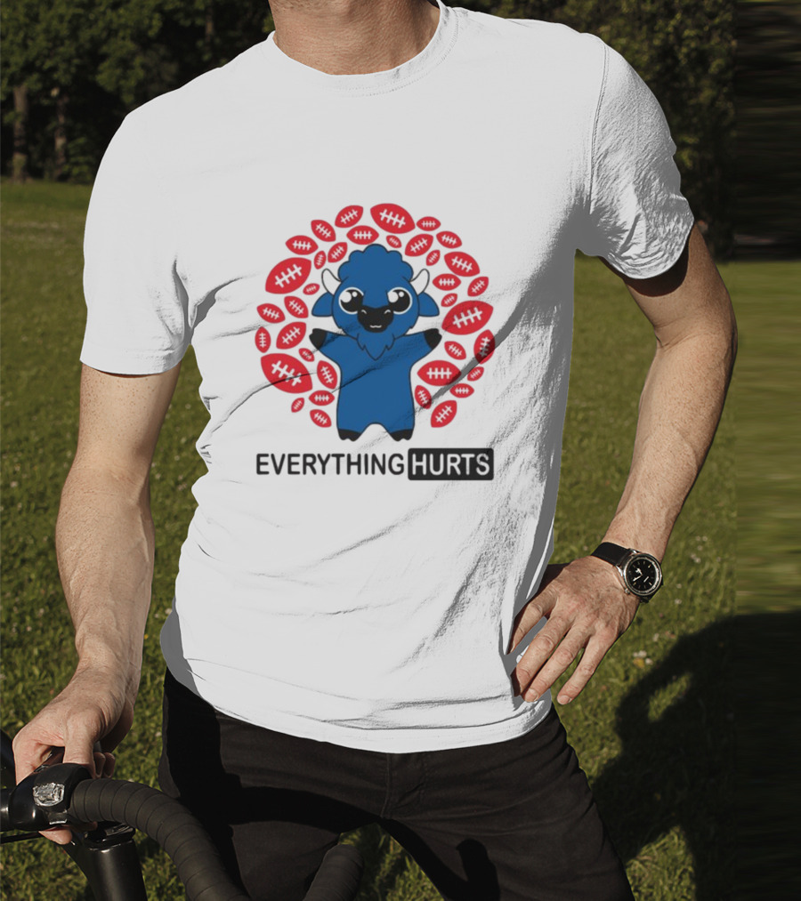 Buffalo Everything Hurts Surrounded By Red Footballs T-Shirt