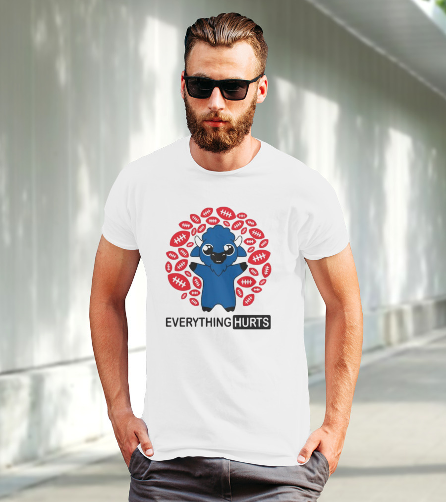 Buffalo Everything Hurts Surrounded By Red Footballs T-Shirt