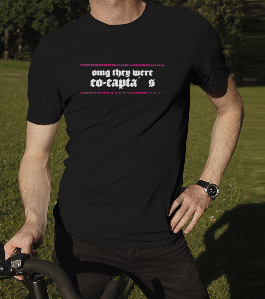 Omg They Were Co-Captains Text With Pink And Black Accents T-Shirt