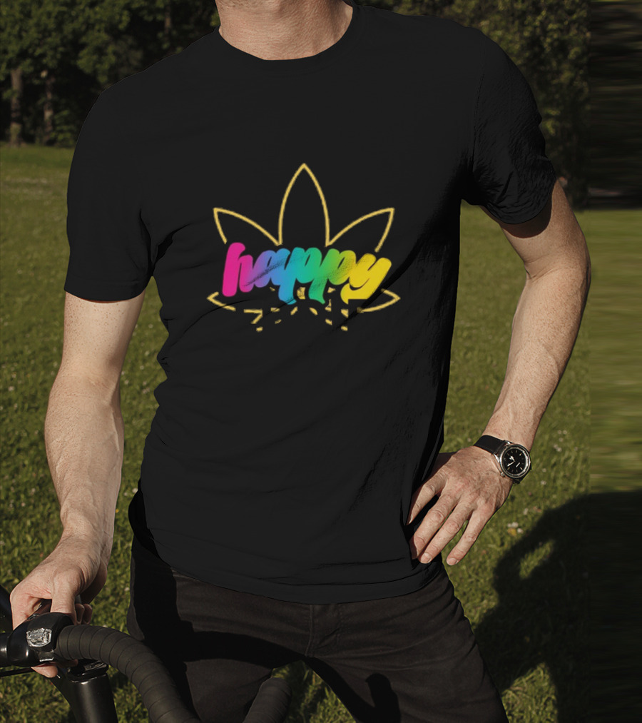 Happy Eddie Freestyle Rainbow Font Leaf T-Shirt