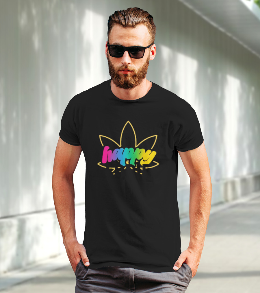 Happy Eddie Freestyle Rainbow Font Leaf T-Shirt