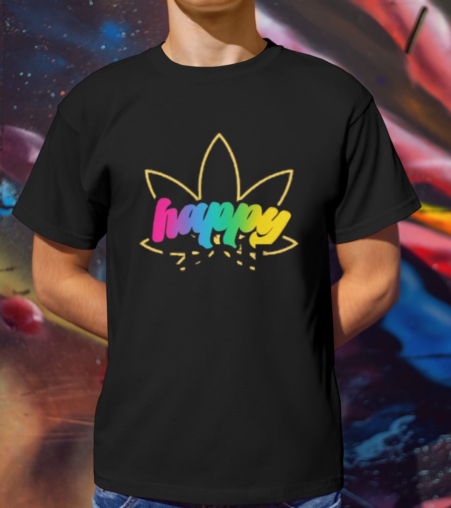 Happy Eddie Freestyle Rainbow Font Leaf T-Shirt