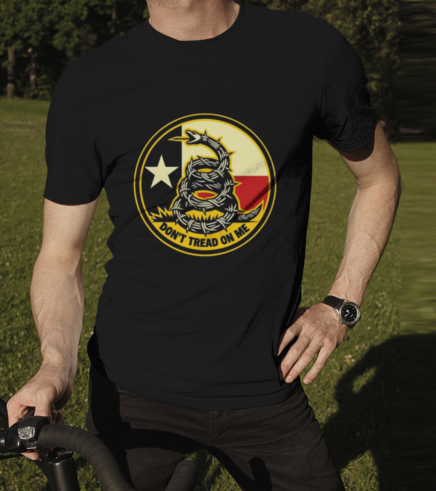Don't Tread On Me Barbed Snake With Texas Flag Star T-Shirt