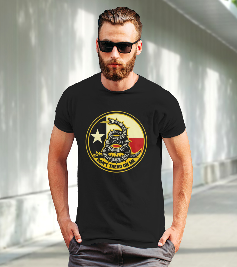 Don't Tread On Me Barbed Snake With Texas Flag Star T-Shirt