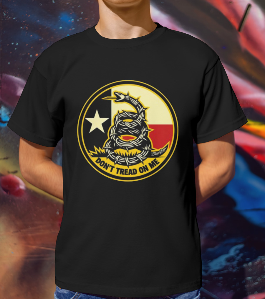 Don't Tread On Me Barbed Snake With Texas Flag Star T-Shirt