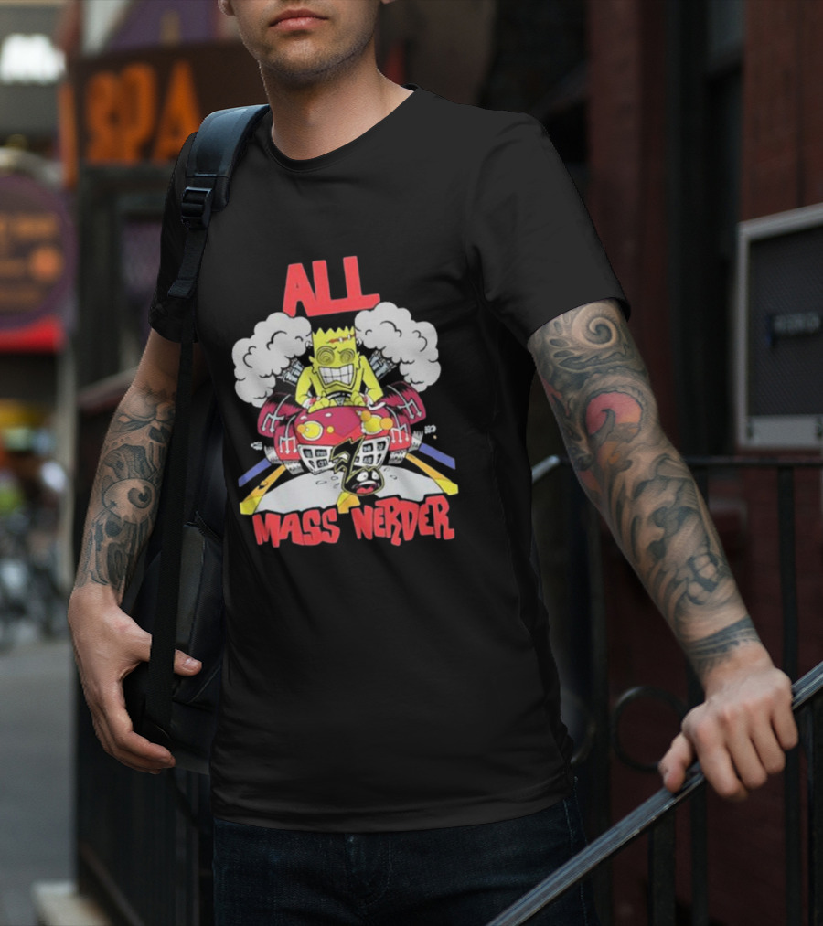 ALL Mass Nerder Cartoon Character Racing Machine T-Shirt