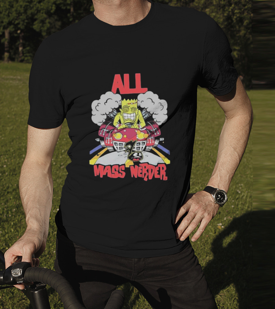 ALL Mass Nerder Cartoon Character Racing Machine T-Shirt