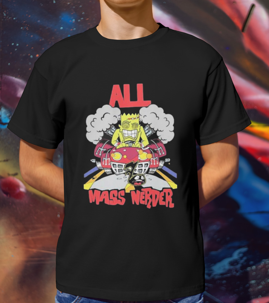 ALL Mass Nerder Cartoon Character Racing Machine T-Shirt