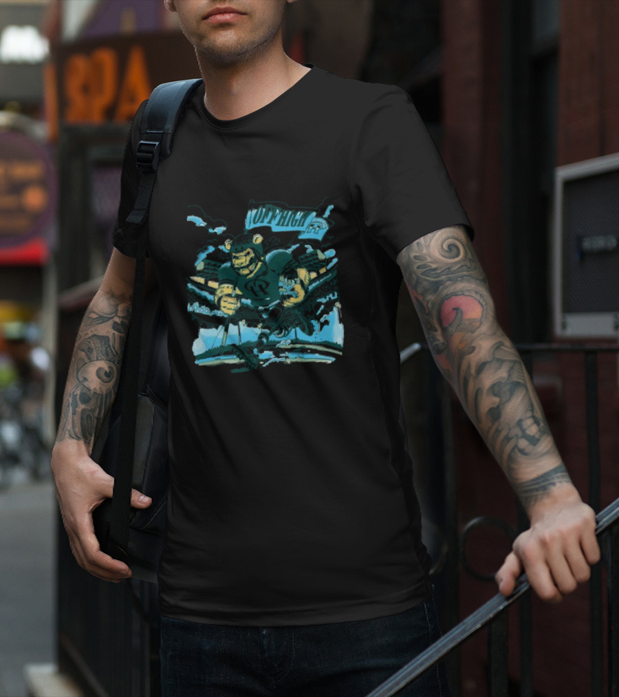 Offhigh Progress Pulse White Charging Bear Athlete In A Dynamic Sports Adventure T-Shirt