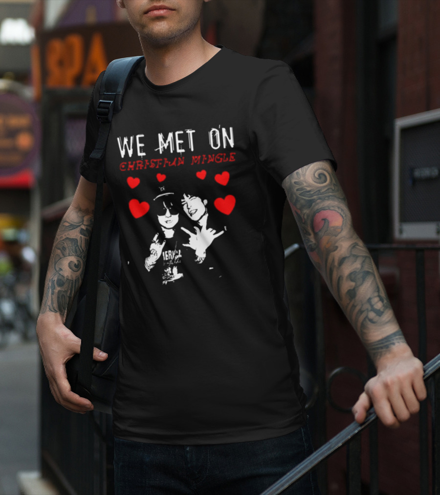 We Met On Christian Mingle Jake Webber Johnnie Guilbert Hearts Alkalinedrip T-Shirt