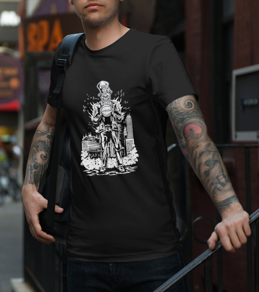 Richandlonely Prestige Boston Uncle Sam Basketball City Skyline T-Shirt