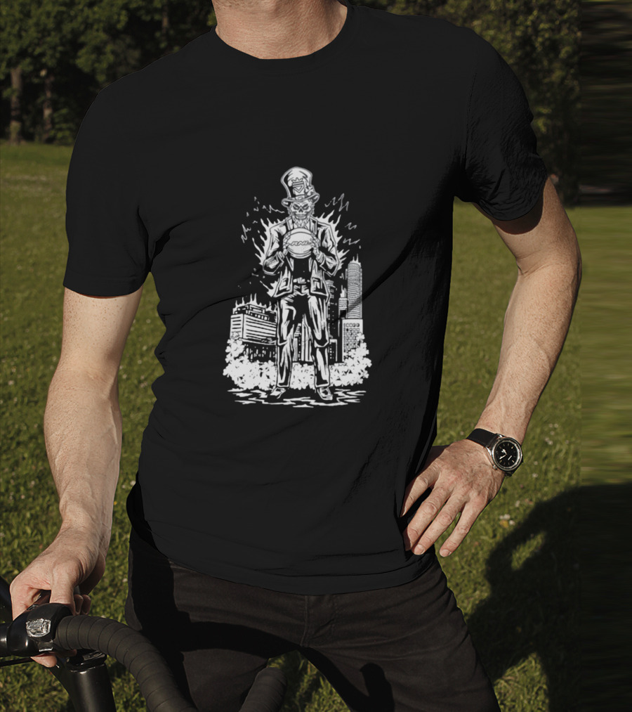 Richandlonely Prestige Boston Uncle Sam Basketball City Skyline T-Shirt