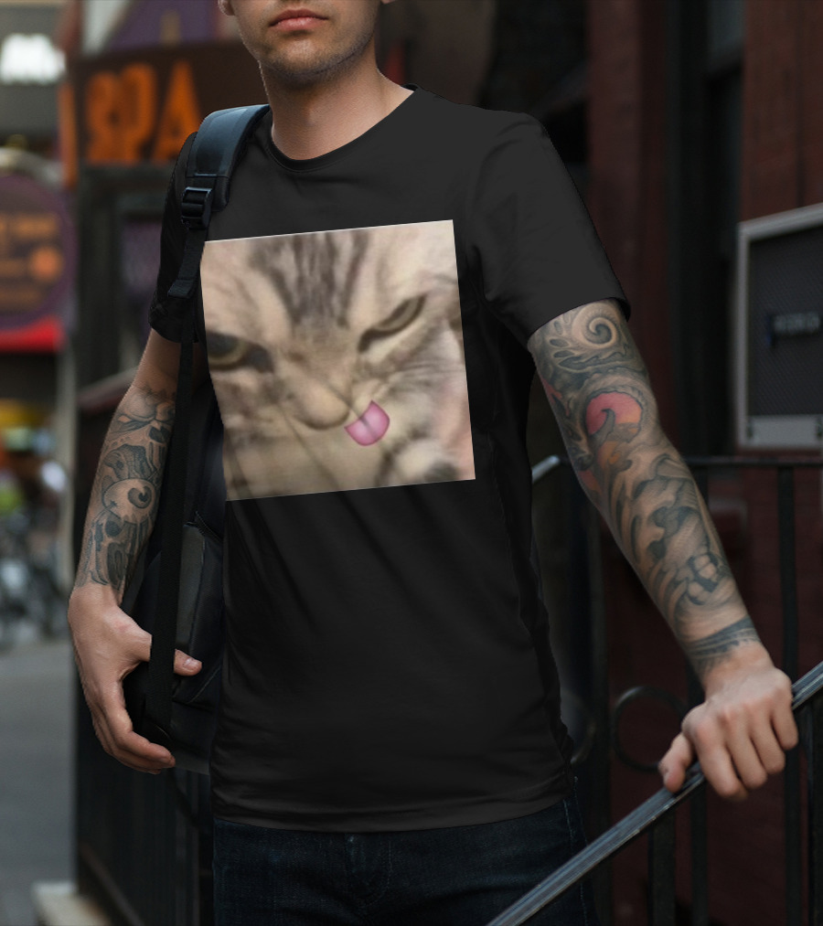 Sillyteestudio Silly Kitten Funny Cute Tongue Out Cat Meme T-Shirt