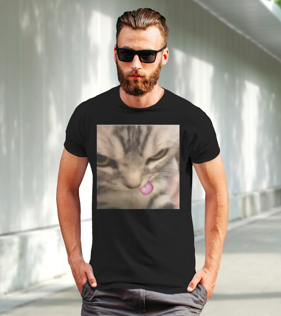 Sillyteestudio Silly Kitten Funny Cute Tongue Out Cat Meme T-Shirt