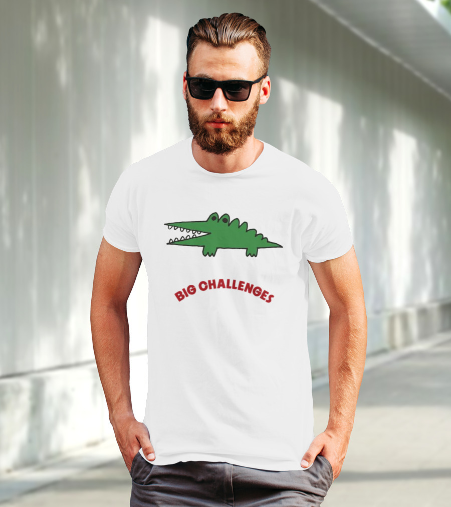 Big Challenges Green Crocodile Cartoon T-Shirt