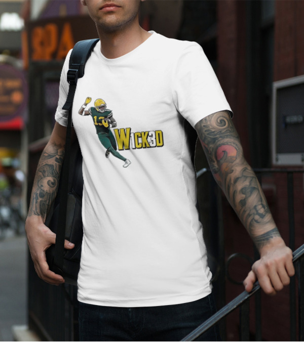 W1ck3d Football Player Yellow Helmet Green Jersey 13 T-Shirt
