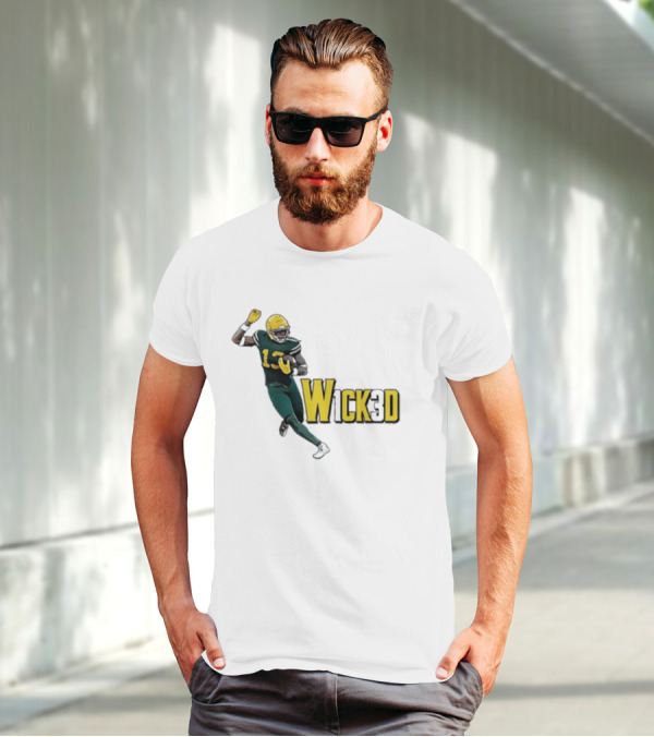W1ck3d Football Player Yellow Helmet Green Jersey 13 T-Shirt