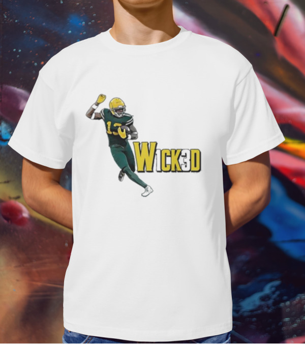 W1ck3d Football Player Yellow Helmet Green Jersey 13 T-Shirt
