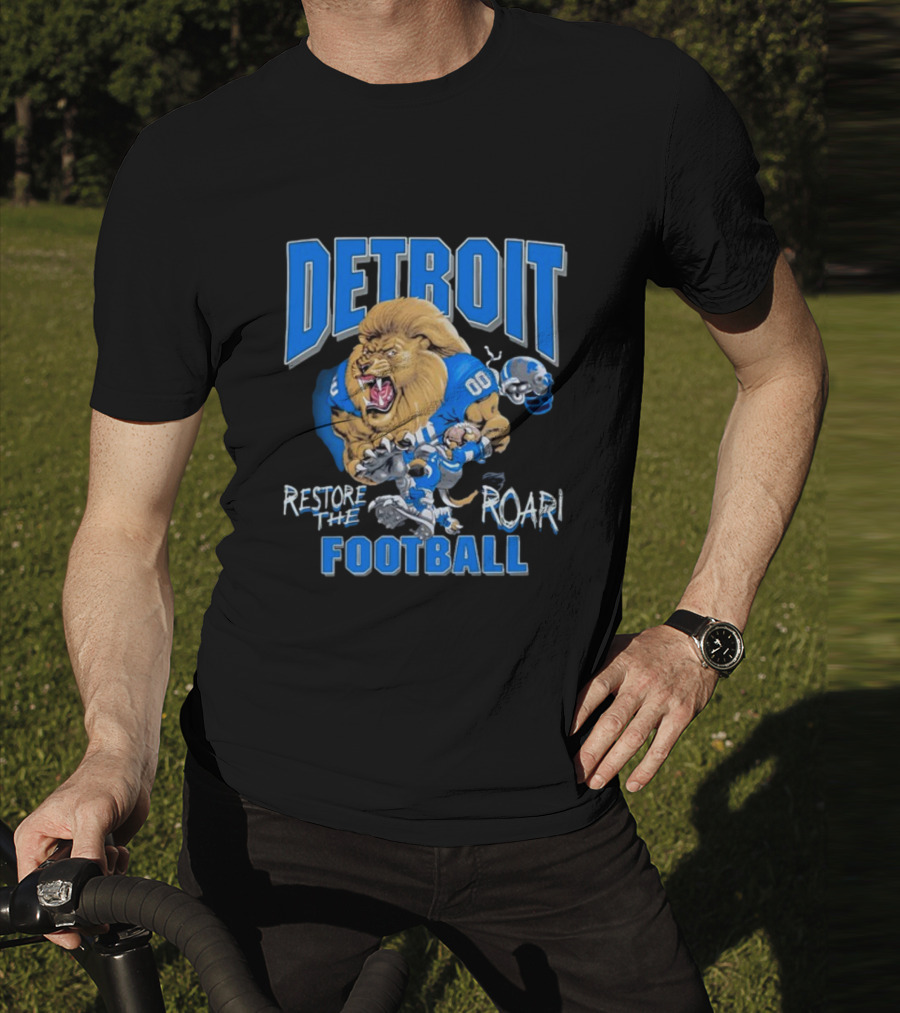 Detroit Restore The Roar Football Lion Player T-Shirt
