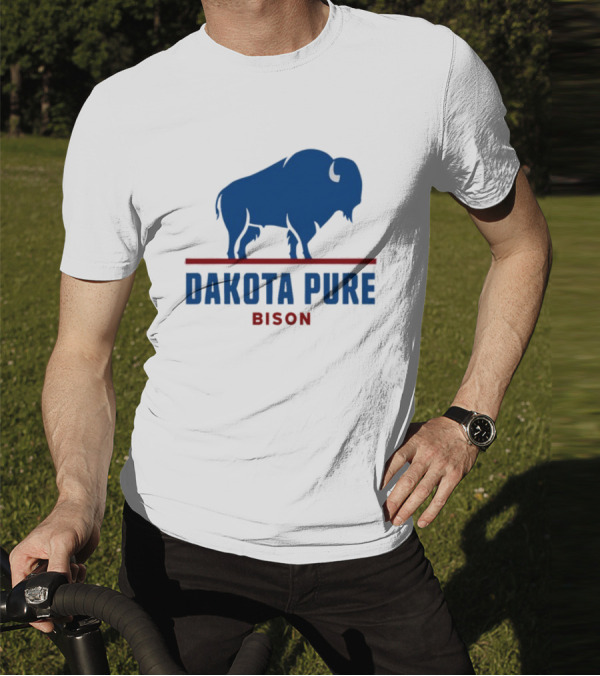 Shawn Baker Dakota Pure Bison Blue Icon Bison Red Line T-Shirt