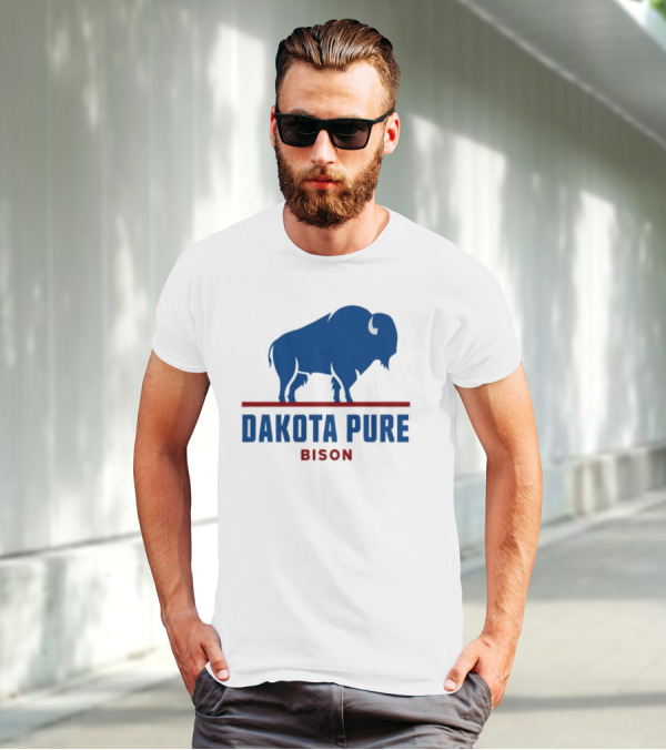 Shawn Baker Dakota Pure Bison Blue Icon Bison Red Line T-Shirt