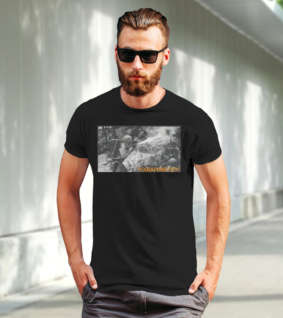 Fix Bayonets WWII Flamethrower Soldier Scene T-Shirt