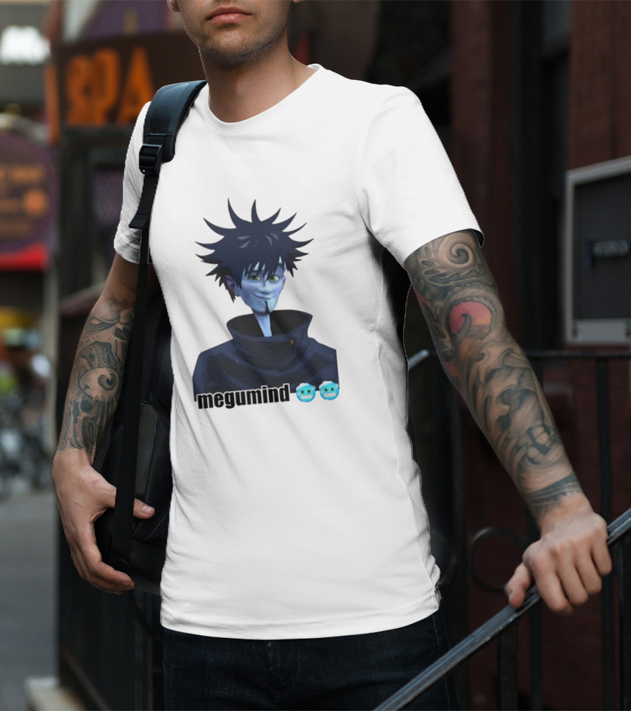 Spiky Haired Megumind Blue Emoji Face T-Shirt