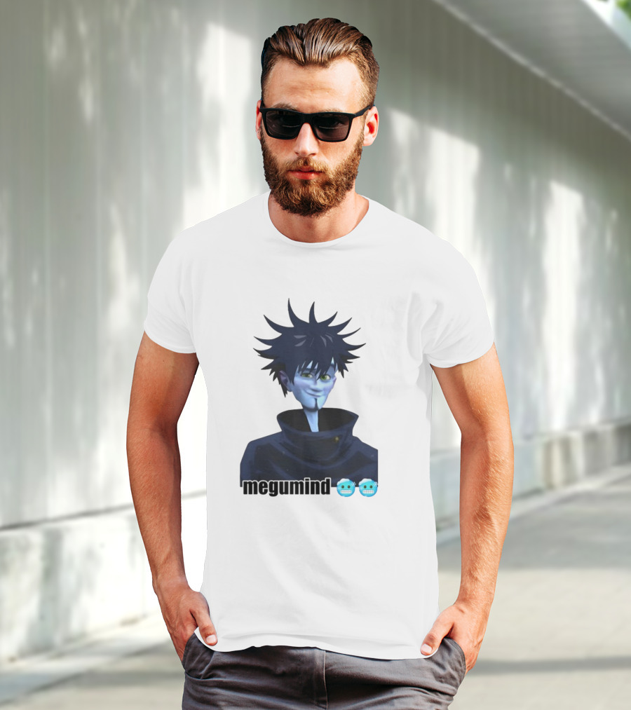 Spiky Haired Megumind Blue Emoji Face T-Shirt