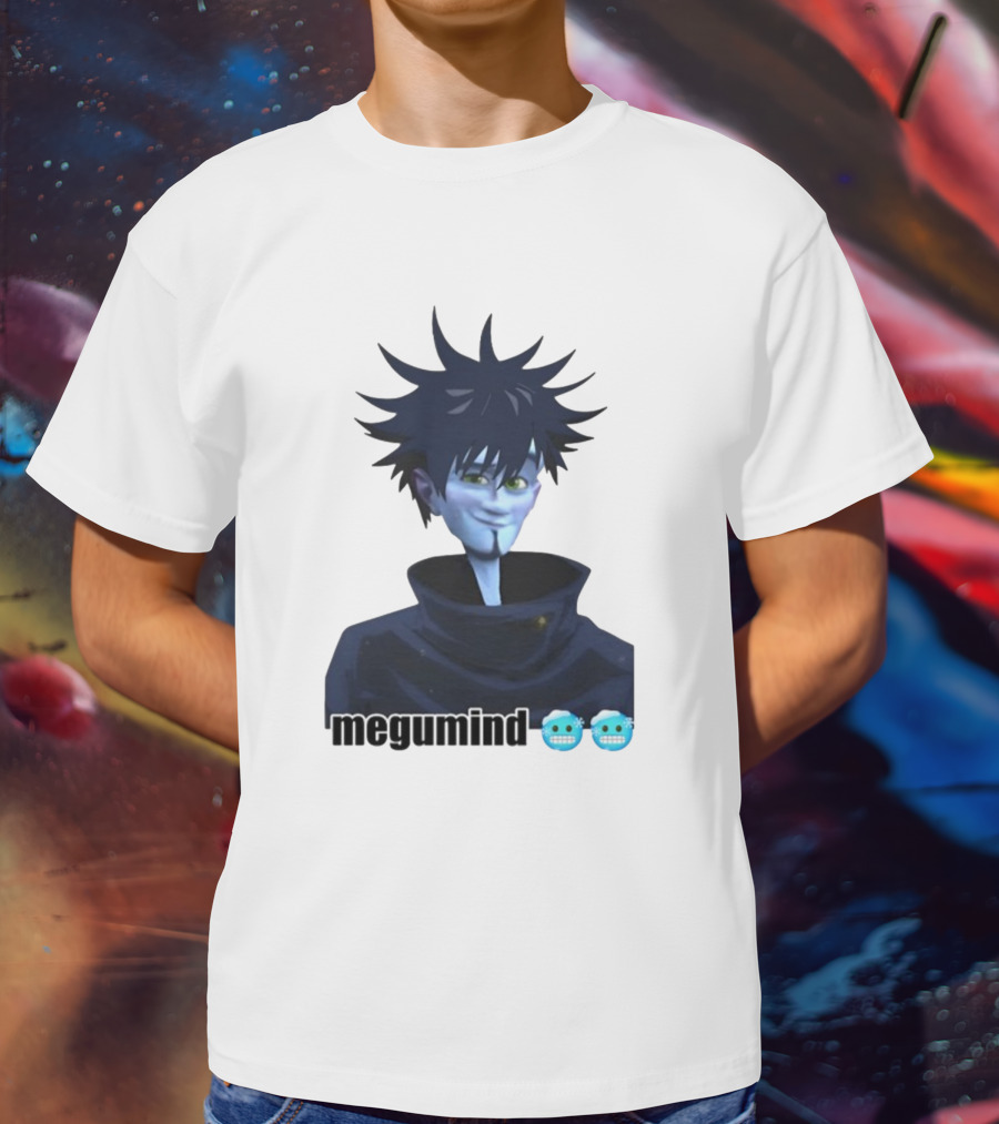 Spiky Haired Megumind Blue Emoji Face T-Shirt