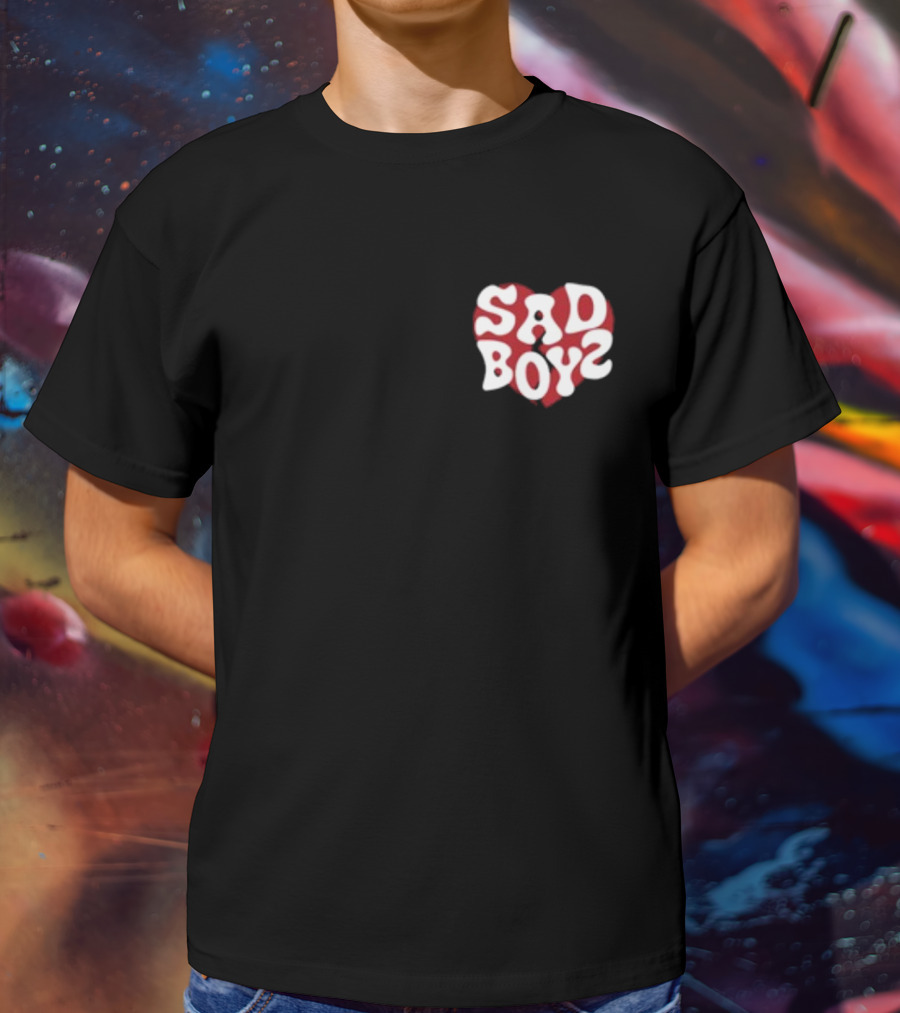 Sad Boyz Heart Logo Red And White Contrast T-Shirt