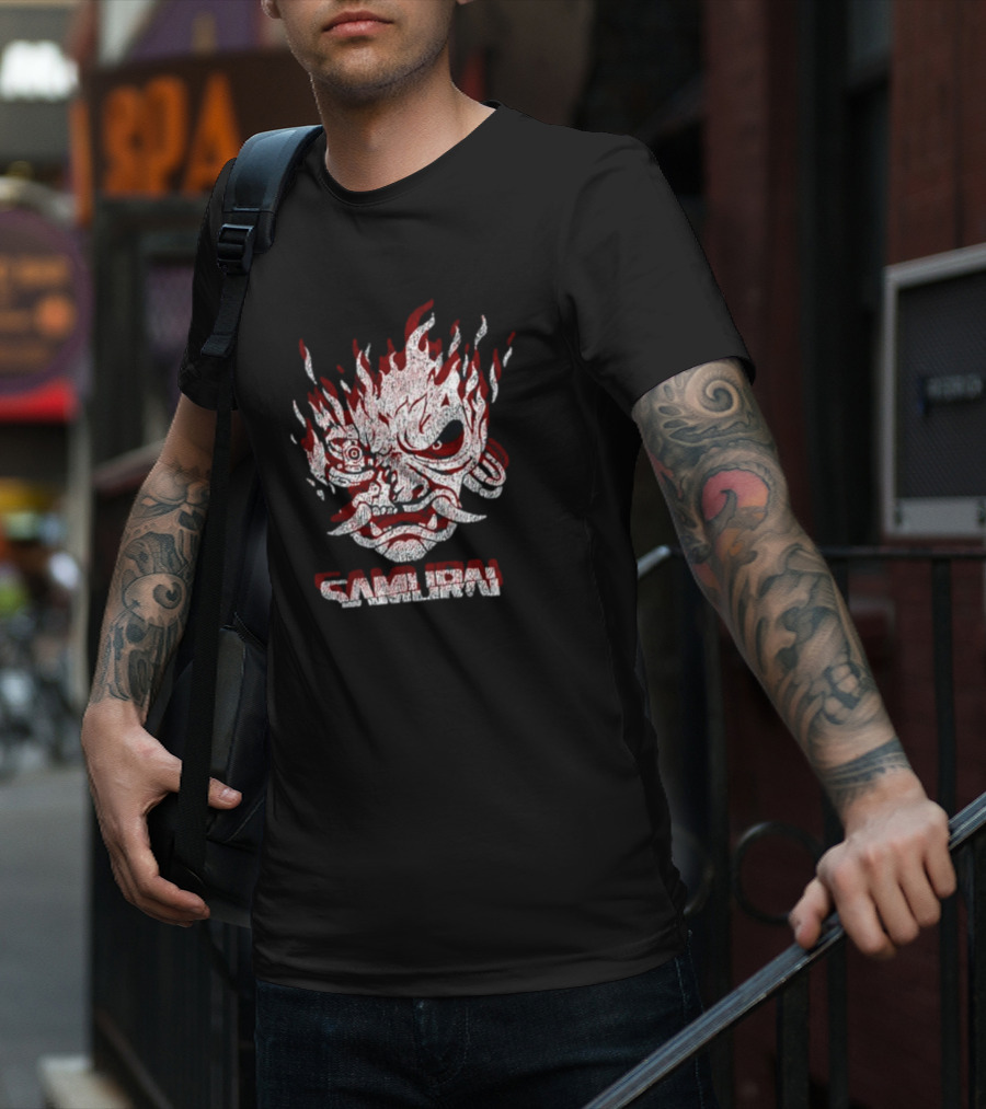 Cd Projekt Red Cyberpunk 2077 Samurai Logo Gaming Fan Gear T-Shirt